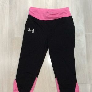 Pink and black under armour capris
